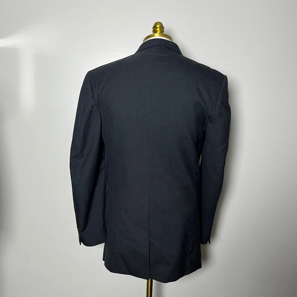 Cricketeer Suit Mens 40L W34 Charcoal Grey Solid‎ 100% Wool Two-Button Formal